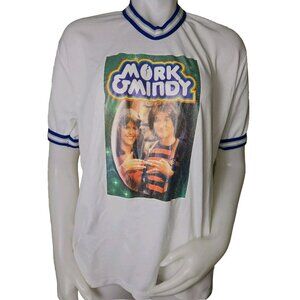 Vintage Mork & Mindy T Shirt Juniors Sz XXL 70s Robin Williams Fab Knit Ringer